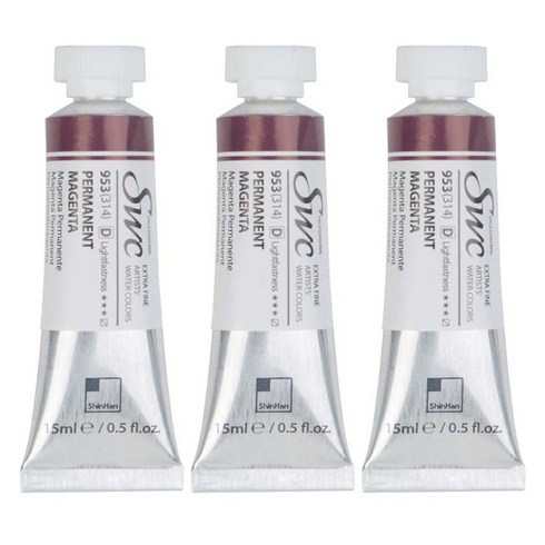 신한화구 전문가 수채화물감 SWC 튜브 D시리즈 953 퍼머넌트 마젠타 3p, 15ml, 1색