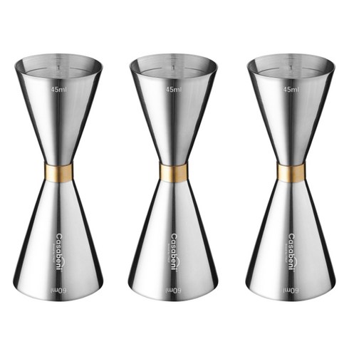까사베니 홈텐딩 칵테일 스텐 골드링 계량 지거 45ml / 60ml, 혼합색상, 3개