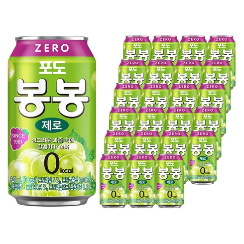 해태htb 포도 봉봉 제로, 340ml, 24개