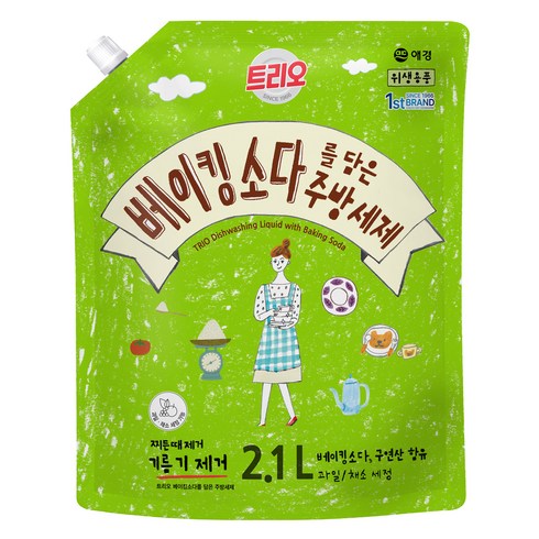 트리오 베이킹소다를 담은 주방세제 라임향, 2.1L, 1개