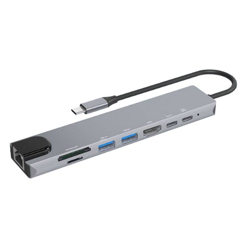 모락 프로토 8포트 Type-C DEX HDMI USB 3.0 이더넷 멀티 허브 MR-HUB8., 1개, 그레이