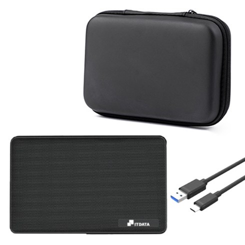 USB-C 외장하드 SSD IT25U3 + 파우치 세트, 4TB, 블랙