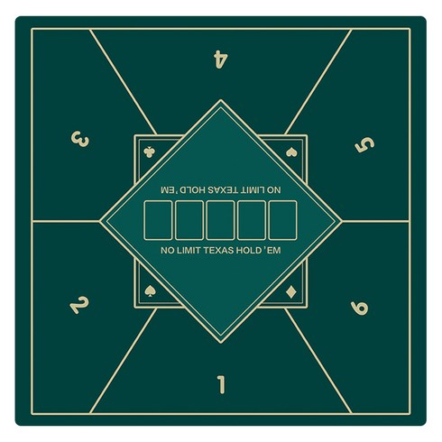 빈벅 딜러카드 카지노 정사각형 포커매트 7 110 x 110 cm, 그린, 1개