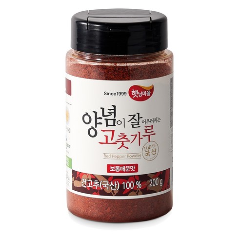햇님마을 양념이 잘 어우러지는 국산 고춧가루 보통매운맛, 200g, 1개