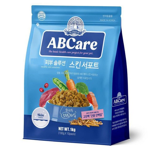 에이비씨케어 강아지 스킨서포트 기능성사료, 피부/피모, 1kg, 1개
