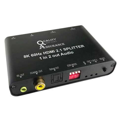 퀄리티어슈런스 HDMI 2.1버전 8K 60Hz 1대2 영상 분배기 오디오 출력, 1개, Q8K60HZEDID3AV