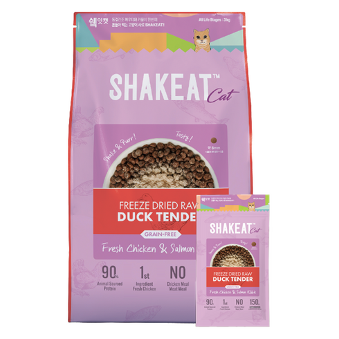 쉨잇 전연령 캣 동결건조 프레시 치킨&살몬 키블 건식사료 20p, 오리, 3kg, 1개