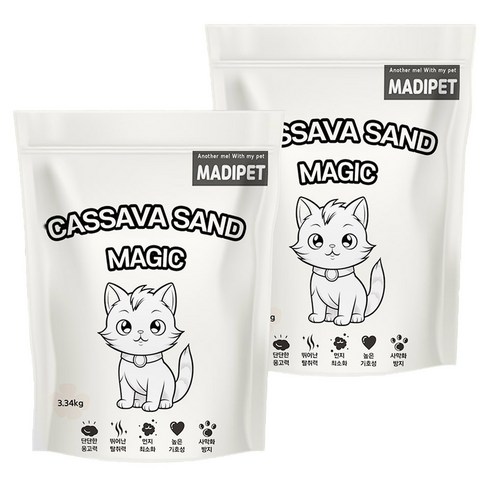 메디펫 고양이 카사바 모래, 10L, 3.34kg, 2개, 무향