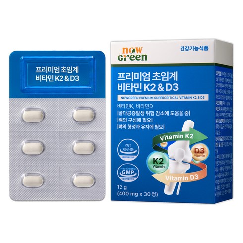 나우그린 정품 프리미엄 초임계 비타민 K2 & D3 12g, 1개, 30정