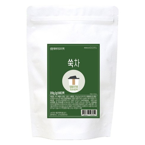 아이앤티 국내산 쑥차 티백 텀블러용, 1개, 100개입, 2g