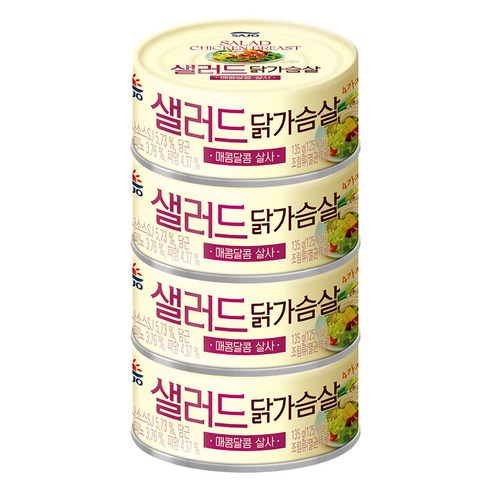 사조 샐러드 닭가슴살 매콤달콤 살사 통조림, 135g, 4개