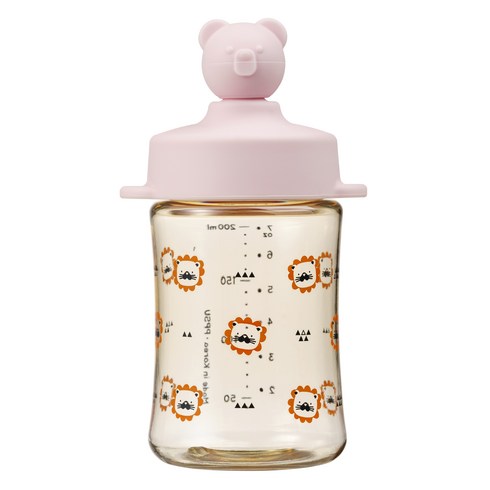 아키움 유아용 곰돌이 PPSU 빨대컵, 베이비핑크, 1개, 200ml