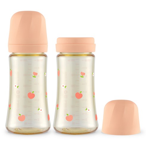그로미미 유아용 PPSU 스카이벌룬 젖병 트윈팩, 피치플라워 로제코랄, 300ml, 2개