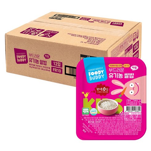 푸디버디 부드러운 유기농 쌀밥 레토르트 영유아식, 140g, 12개