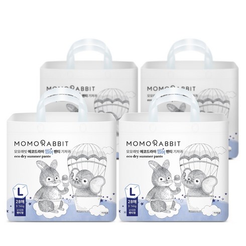 모모래빗 에코드라이 썸머 팬티 기저귀 아동용, 대형(L), 112매