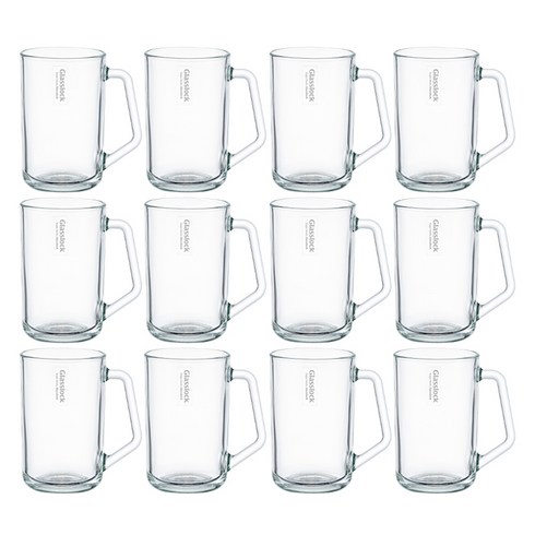 글라스락 내열 강화유리 이지그립 머그컵 480ml, 투명, 12개