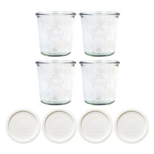 WECK 742 유리병 + PE뚜껑 밀크, 4개, 580ml