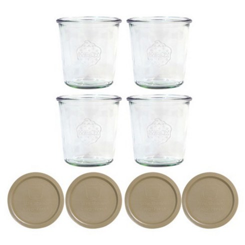 WECK 몰드 742 유리병 + PE 뚜껑 베이지, 580ml, 4개