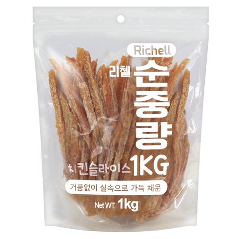 리첼 강아지 순중량 사사미 간식, 치킨슬라이스, 1kg, 1개