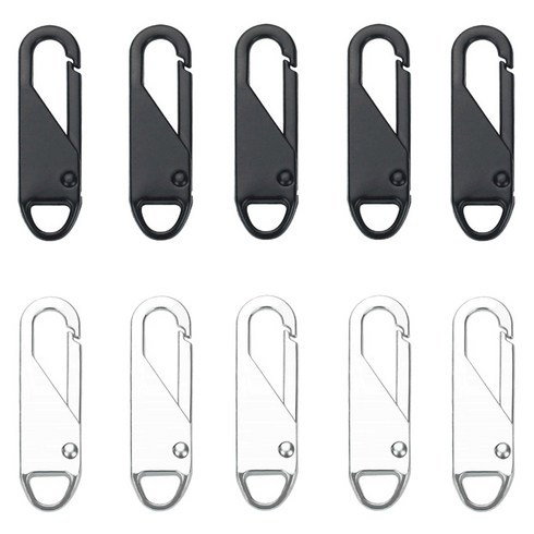 모나코올리브 초간편 지퍼 손잡이 2종 x 5p 세트, 블랙 + 실버, 1개