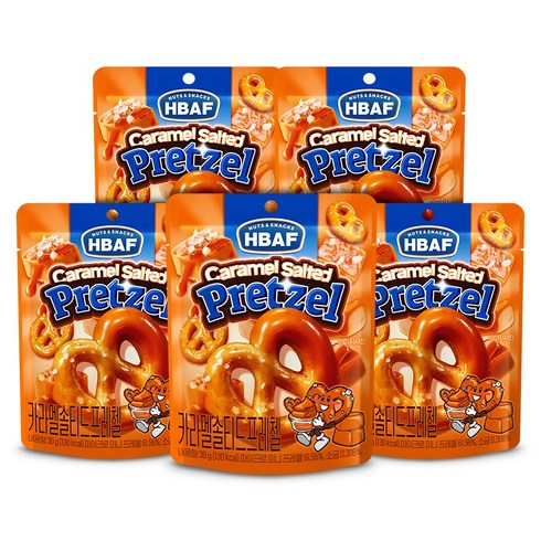 바프 카라멜 솔티드 프레첼, 30g, 5개