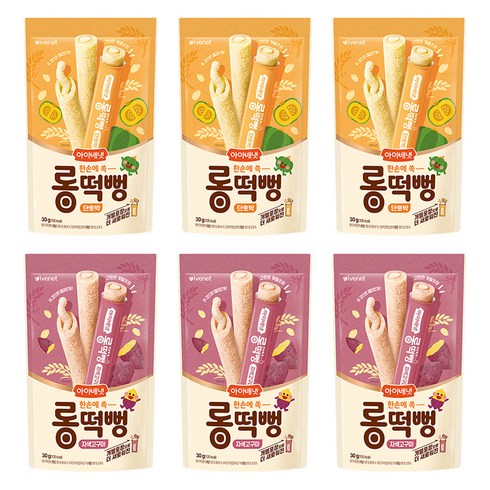 아이배냇 롱떡뻥 단호박 30g x 3p + 자색고구마 30g x 3p 세트, 혼합맛(단호박/자색고구마), 6개