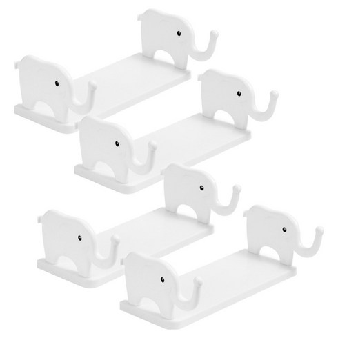 맙소샵 심플 인테리어 코끼리 다용도 벽선반 4p, 화이트, 4개