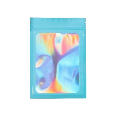올하이 컬러풀 오로라 다용도 OPP 소품 포카 포장 지퍼백 슬리브 포장봉투 7.5 x 10 cm, 블루, 50개