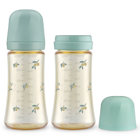 그로미미 유아용 PPSU 올리브 젖병 트윈팩, 피스타치오, 300ml, 2개