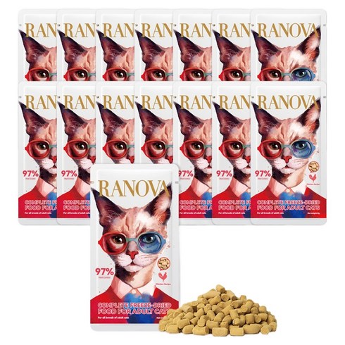 RANOVA 어덜트 고양이 동결건조사료, 닭, 8g, 15개