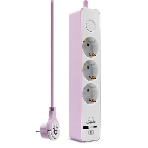 러그 C타입 USB 멀티탭 3구 KF-GS-03KUPD20-B-1.5, 1개, 3m, 퍼플핑크