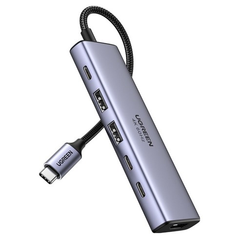 유그린 6in1 C타입 4K 60Hz HDMI PD USB3.2 10Gbps 2C 2A 멀티허브 도킹스테이션, 메탈그레이