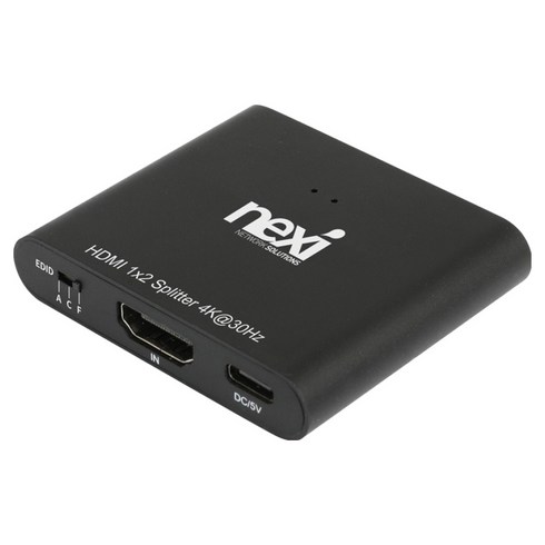 넥시 1:2 HDMI 분배기 NX-4K0102-EDID, NX-4K0102-EDID/NX1488, 블랙