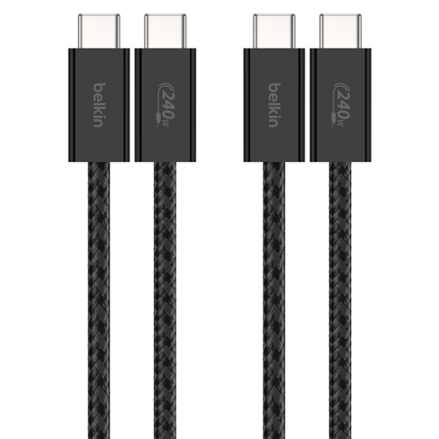 벨킨 C타입-C타입 USB 부스트차지 브레이디드 240W 고속 충전 케이블 CAB019, 블랙(CAB019qc05BK2PK), 1개, 1.5m