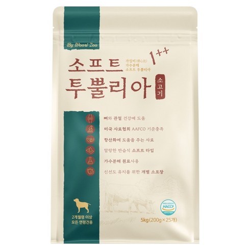 우리주 강아지 가수분해 투뿔리아 뼈와관절 소프트사료, 1개, 5kg, 소