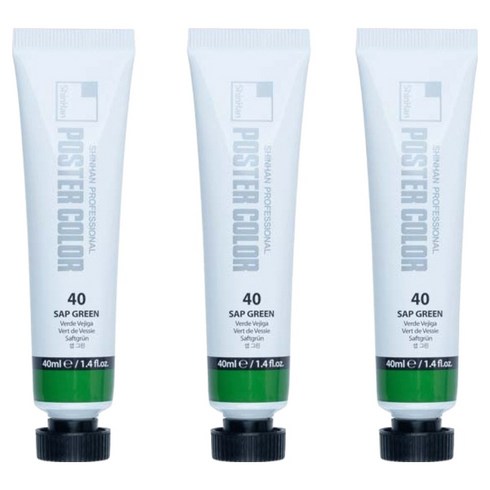 신한화구 전문가 포스터 컬러 튜브형 물감 샙 그린 색상번호 40번 3p, 40ml, 1색