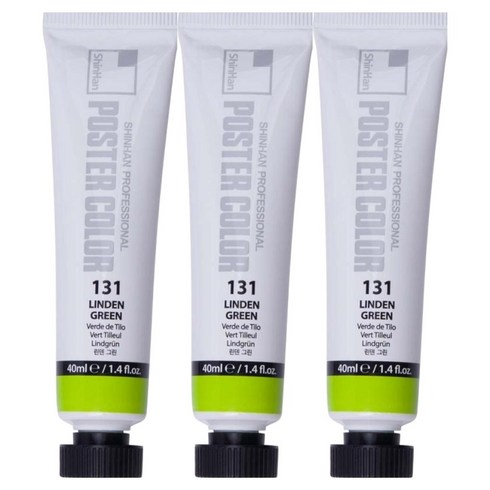 신한화구 전문가 포스터 컬러 튜브형 물감 린덴 그린 색상번호 131번 3p, 40ml, 1색