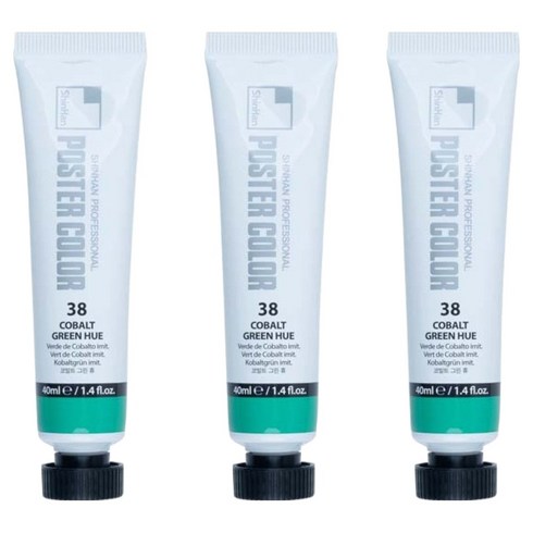 신한화구 전문가 포스터 컬러 튜브형 물감 코발트 그린 휴 색상번호 38번 3p, 40ml, 1색