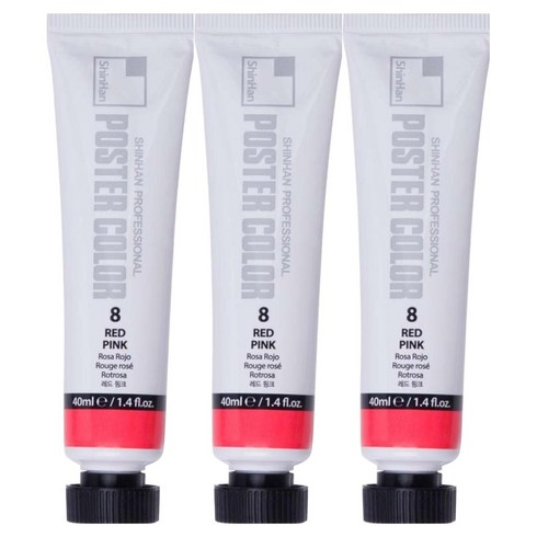 신한화구 전문가 포스터 컬러 튜브형 물감 레드 핑크 색상번호 8번 3p, 40ml, 1색