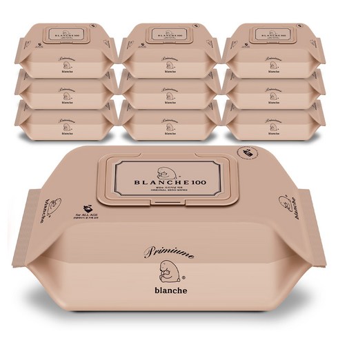 블랑슈 오리지널 제로 아기 물티슈 캡형, 55g, 100매, 10세트