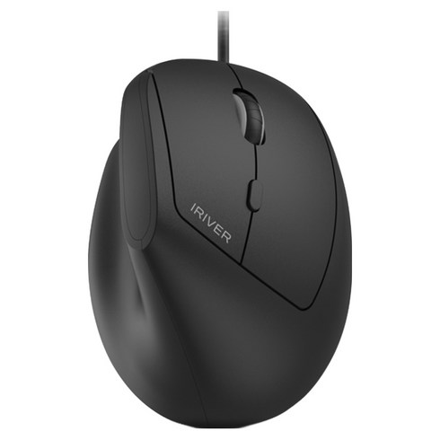 아이리버 항균처리 컴팩트 EV100 인비저블 인체공학 무소음 유선 버티컬 마우스, Black