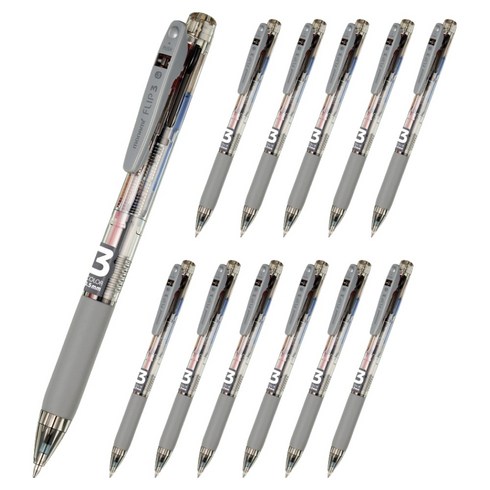 모나미 플립3 볼펜 0.5mm, 스모키 그레이, 12개