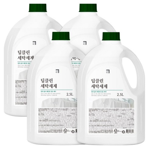 살림백서 딥클린 화이트 코튼향 세탁세제 본품, 2.5L, 1개입, 4개