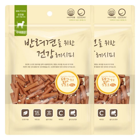 굿데이 강아지 건강레시피 간식, 닭고기 소프트, 300g, 2개