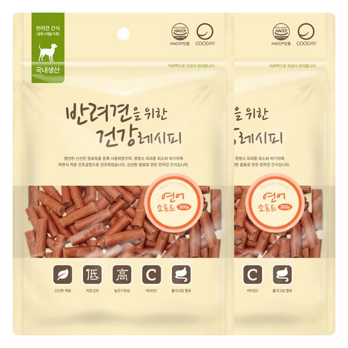 굿데이 강아지 건강레시피 간식, 연어 소프트, 300g, 2개