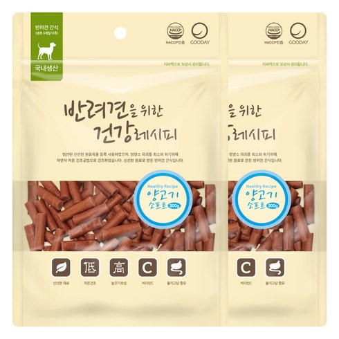 굿데이 강아지 건강레시피 간식, 양고기 소프트, 300g, 2개
