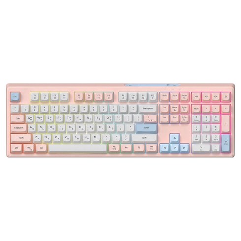 긱스타 USB C 유선 멤브레인 키보드, Pink + Blue + White, GK01P, 제조사축
