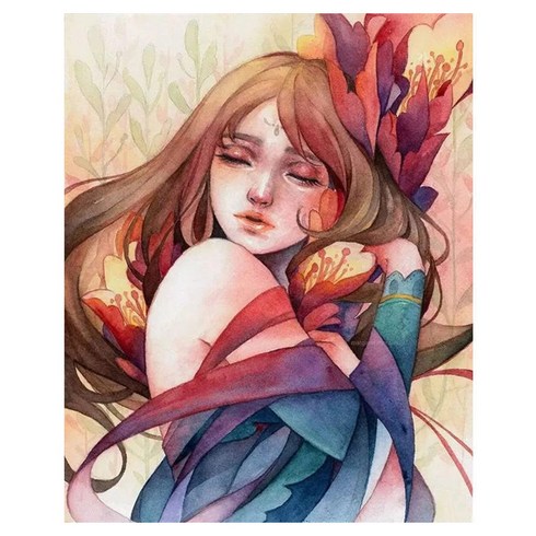 쿠미핸즈 소녀 캔버스형 보석십자수 30 x 40 cm, B, 1개