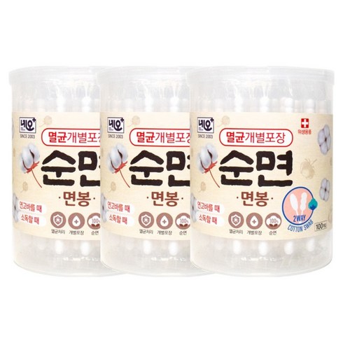 네오메디칼 멸균면봉, 100개입, 3개