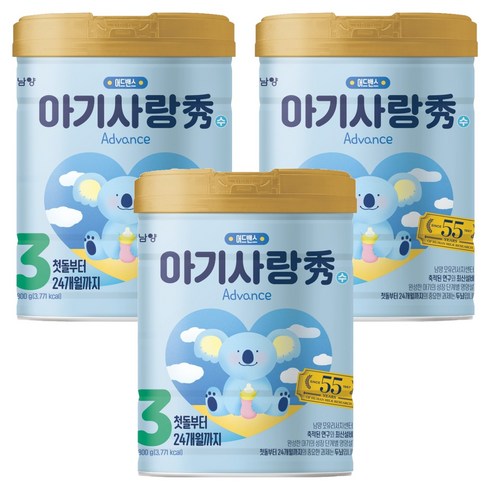 아기사랑수 어드밴스 분유 3단계 12~24개월, 800g, 3개
